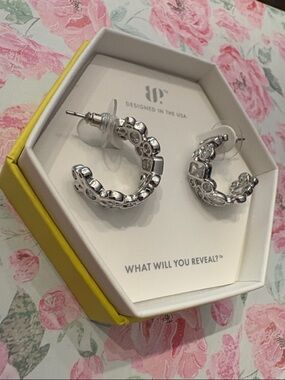 Cubic Zirconia Rhodium Hoops - Bomb Party - Shimmering Horizons